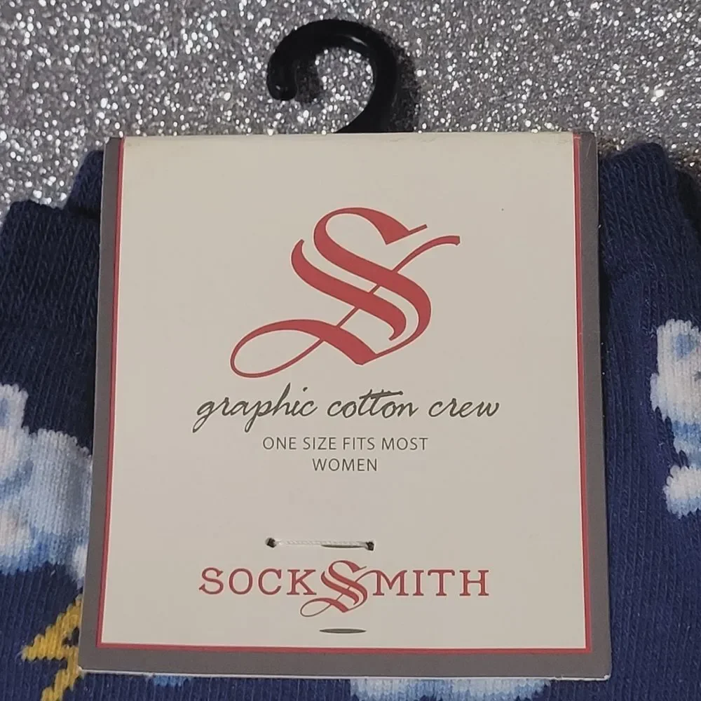 Socksmith Raining Cats And Dogs Graphic Cotton Crew Socks Womens OSFM New